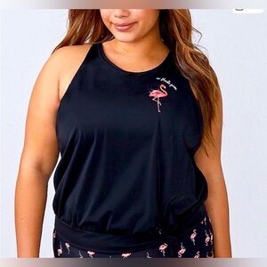SWIM by Cacique | No Flocks Given Flamingo Tankini Top sz 14